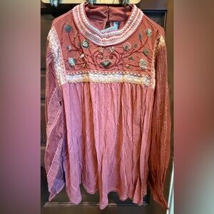 NWT Anthropologie Blank Embroidered Women's Plus Size 3x Top